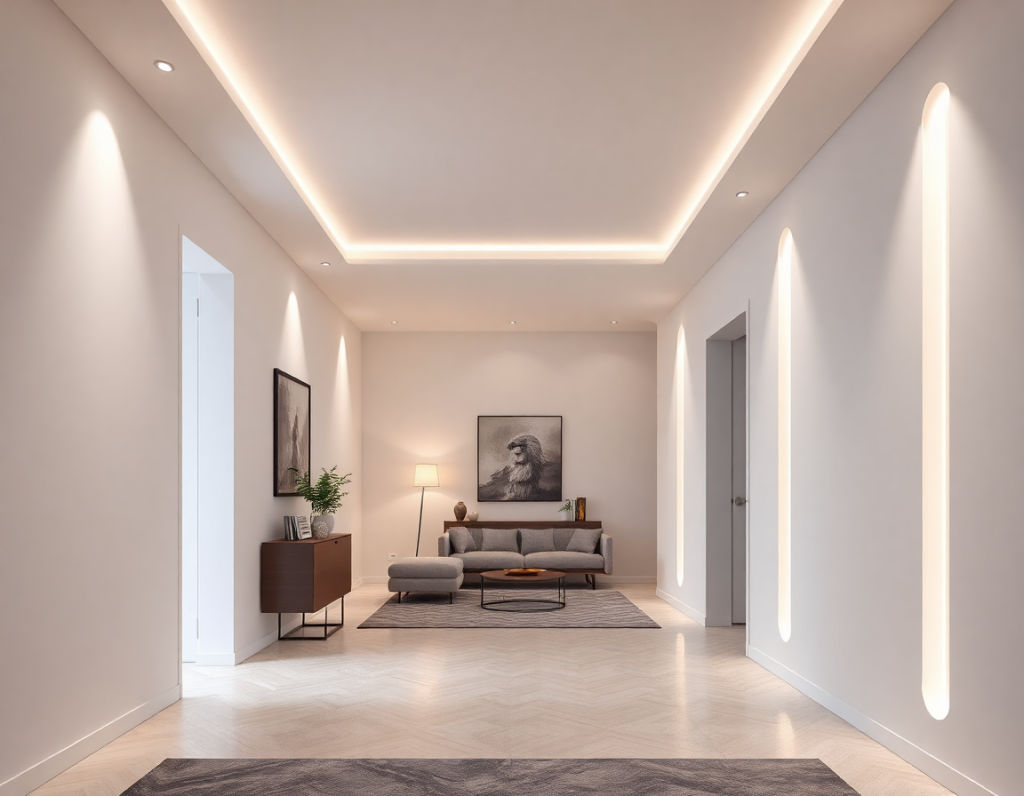 Ambiente con cartongesso e illuminazione integrata